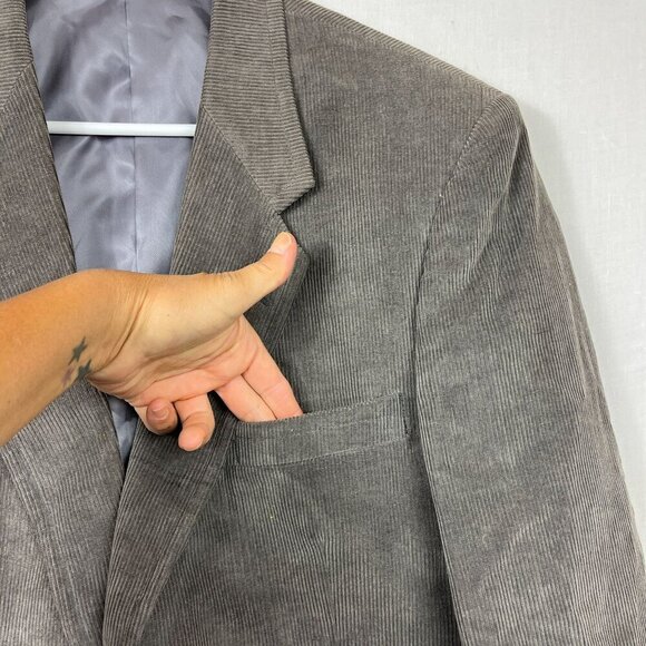 Vintage Wide Wale Corduroy Blazer Mens 44R Academia Teacher Preppy Professor - Picture 5 of 13